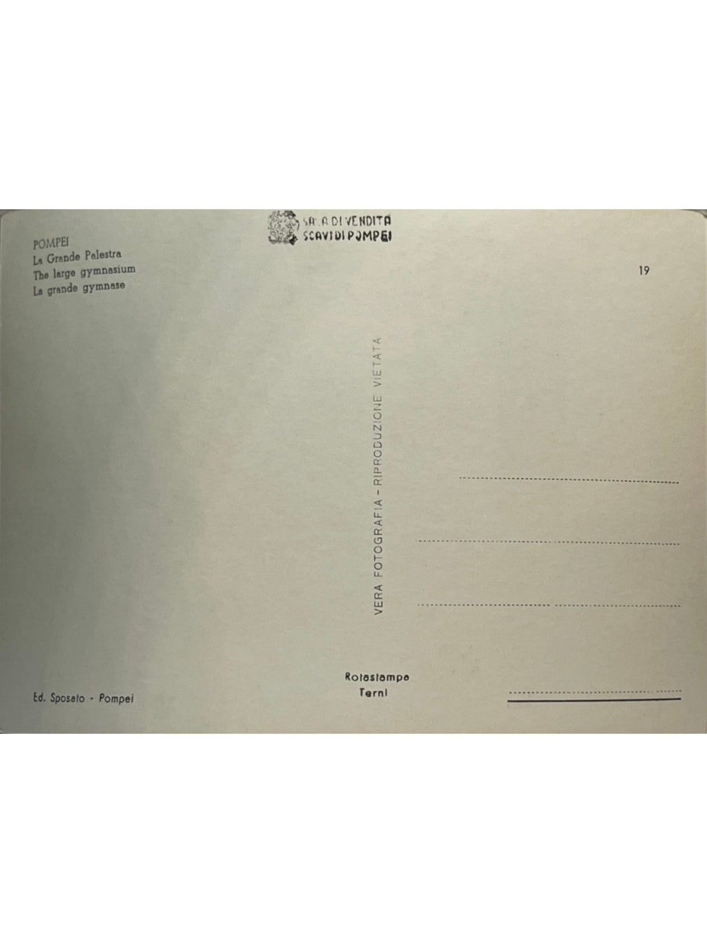 Verso de la carte postale