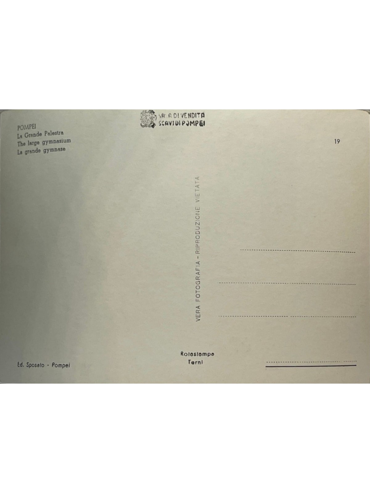 Verso de la carte postale