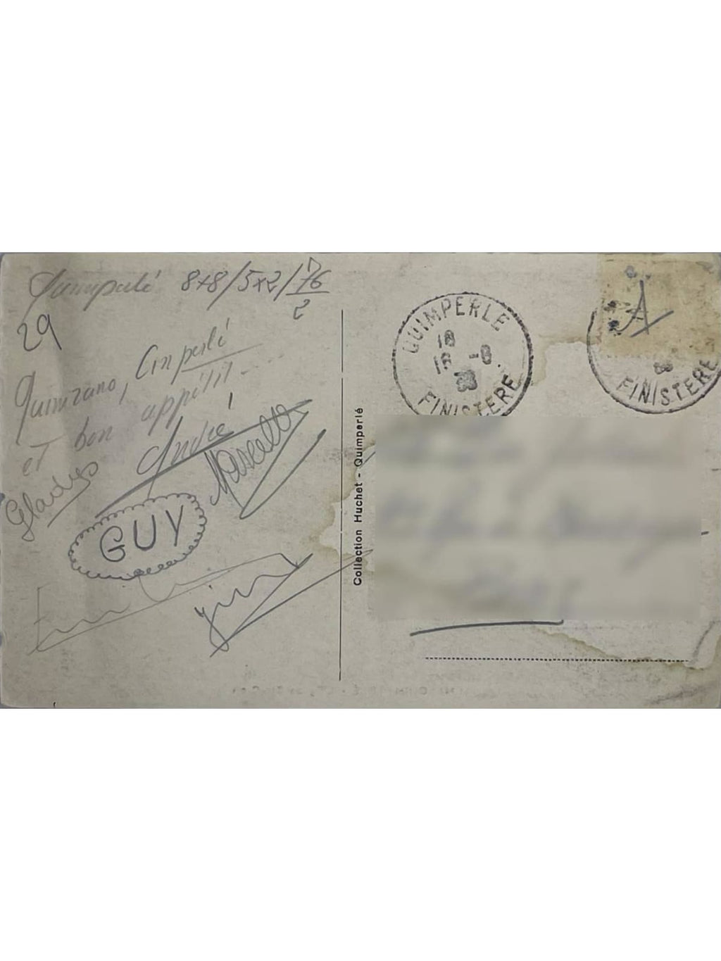 Verso de la carte postale