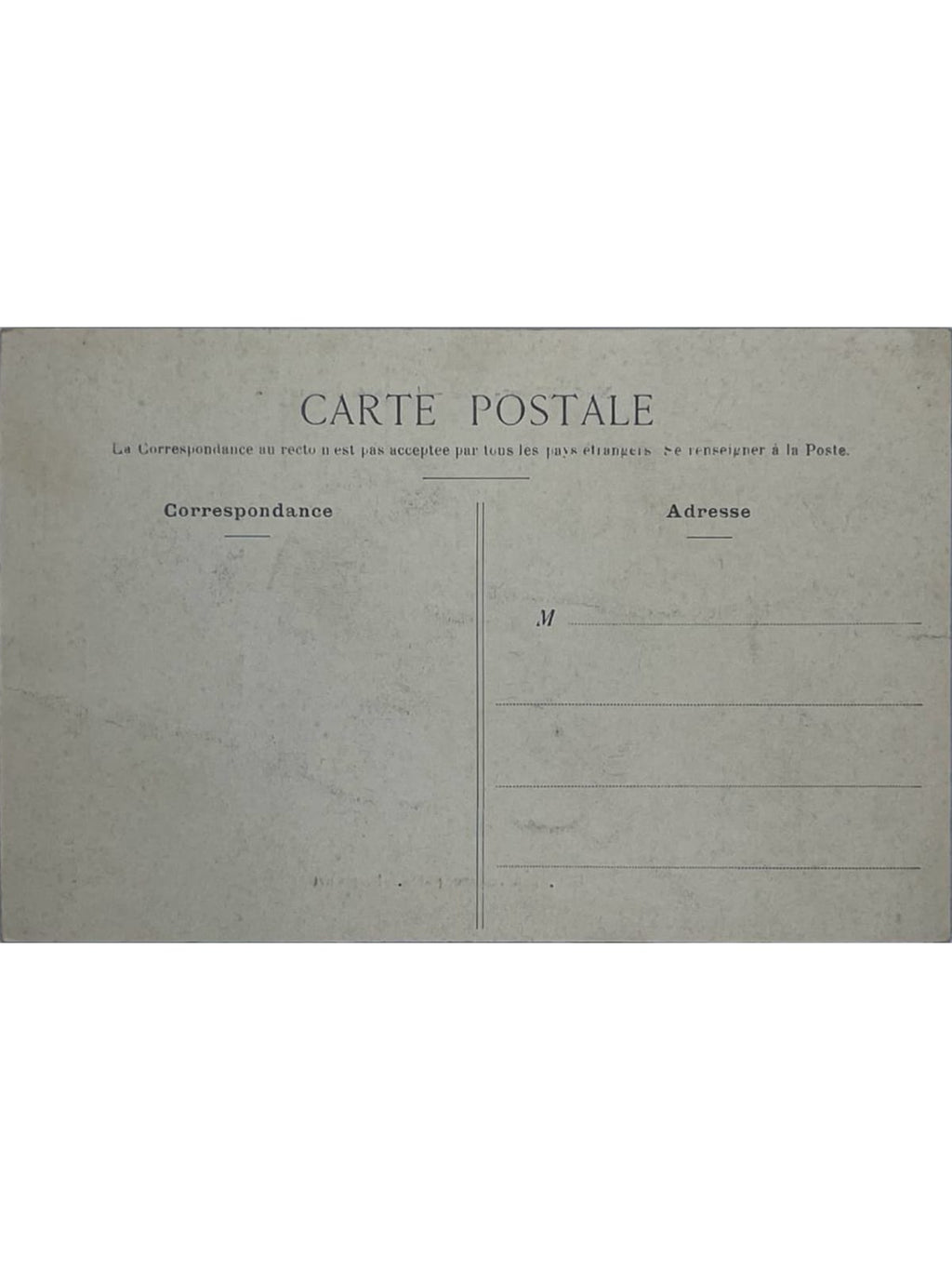Verso de la carte postale