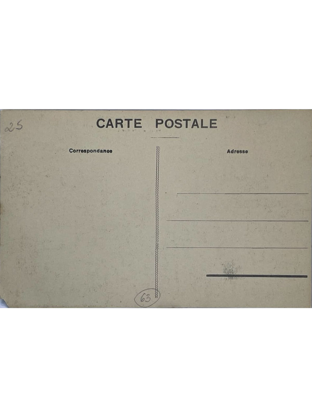 Verso de la carte postale