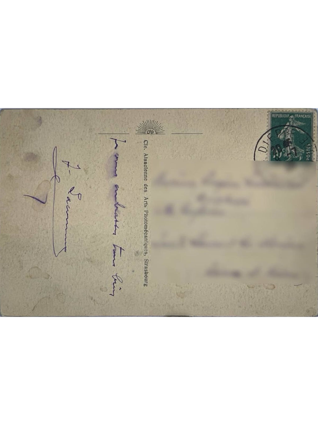 Verso de la carte postale