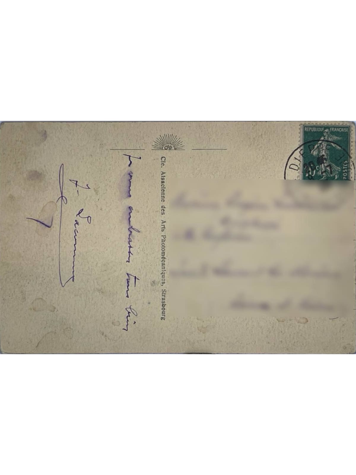 Verso de la carte postale