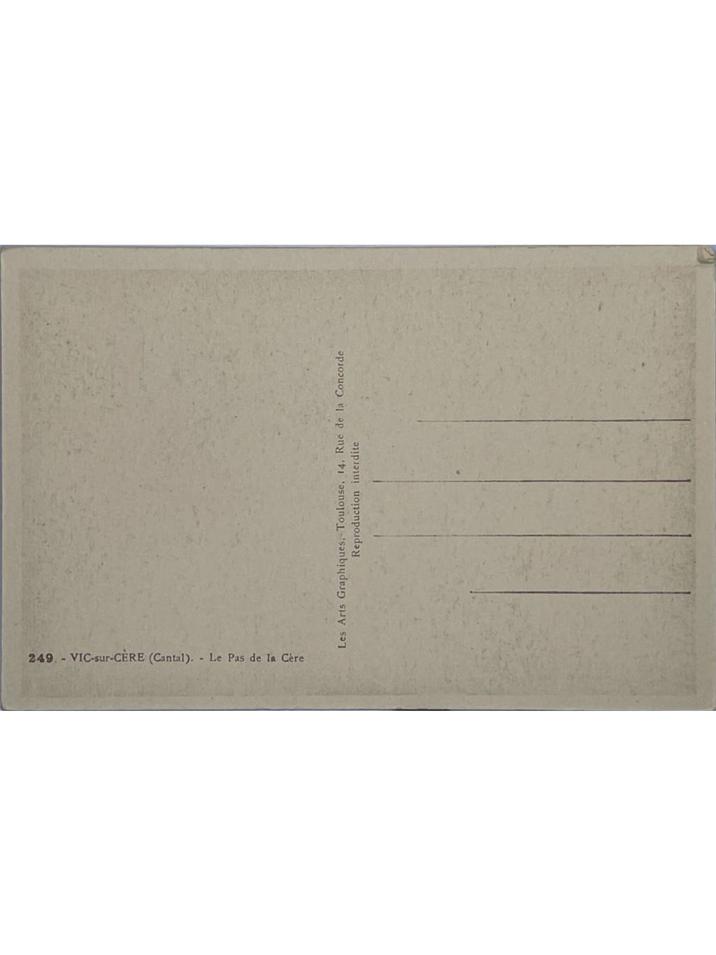 Verso de la carte postale