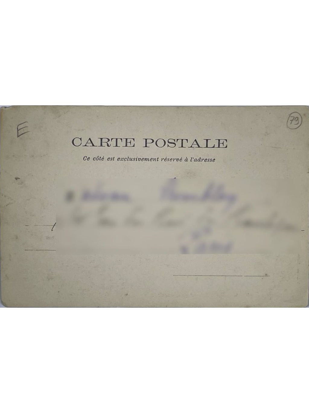 Verso de la carte postale