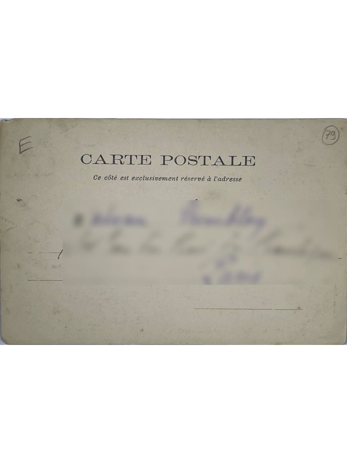 Verso de la carte postale