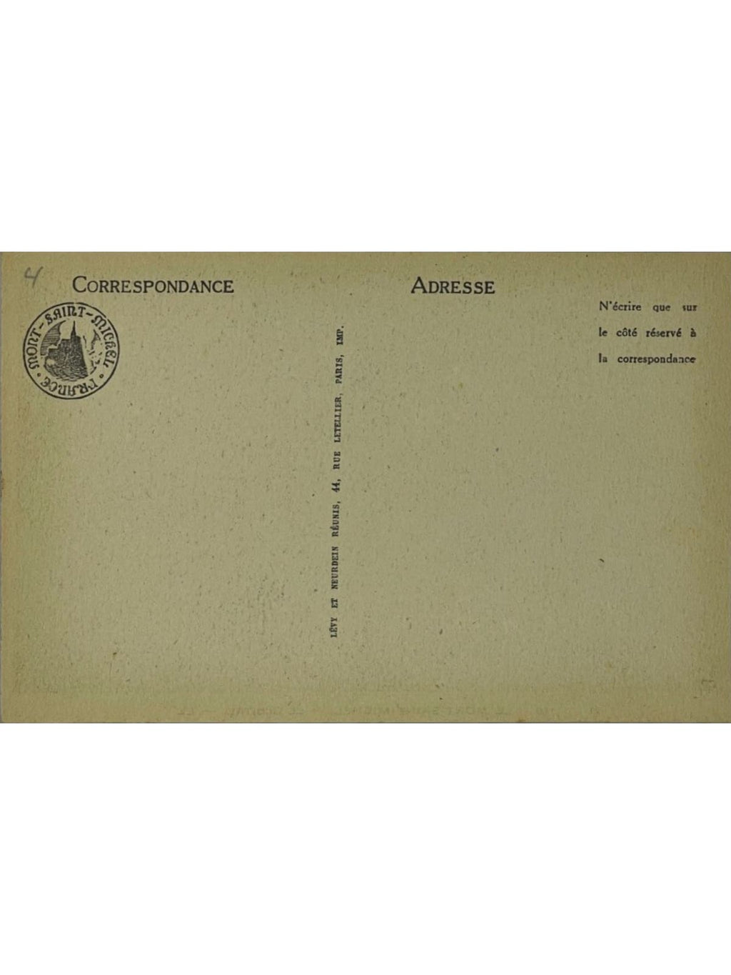 Verso de la carte postale