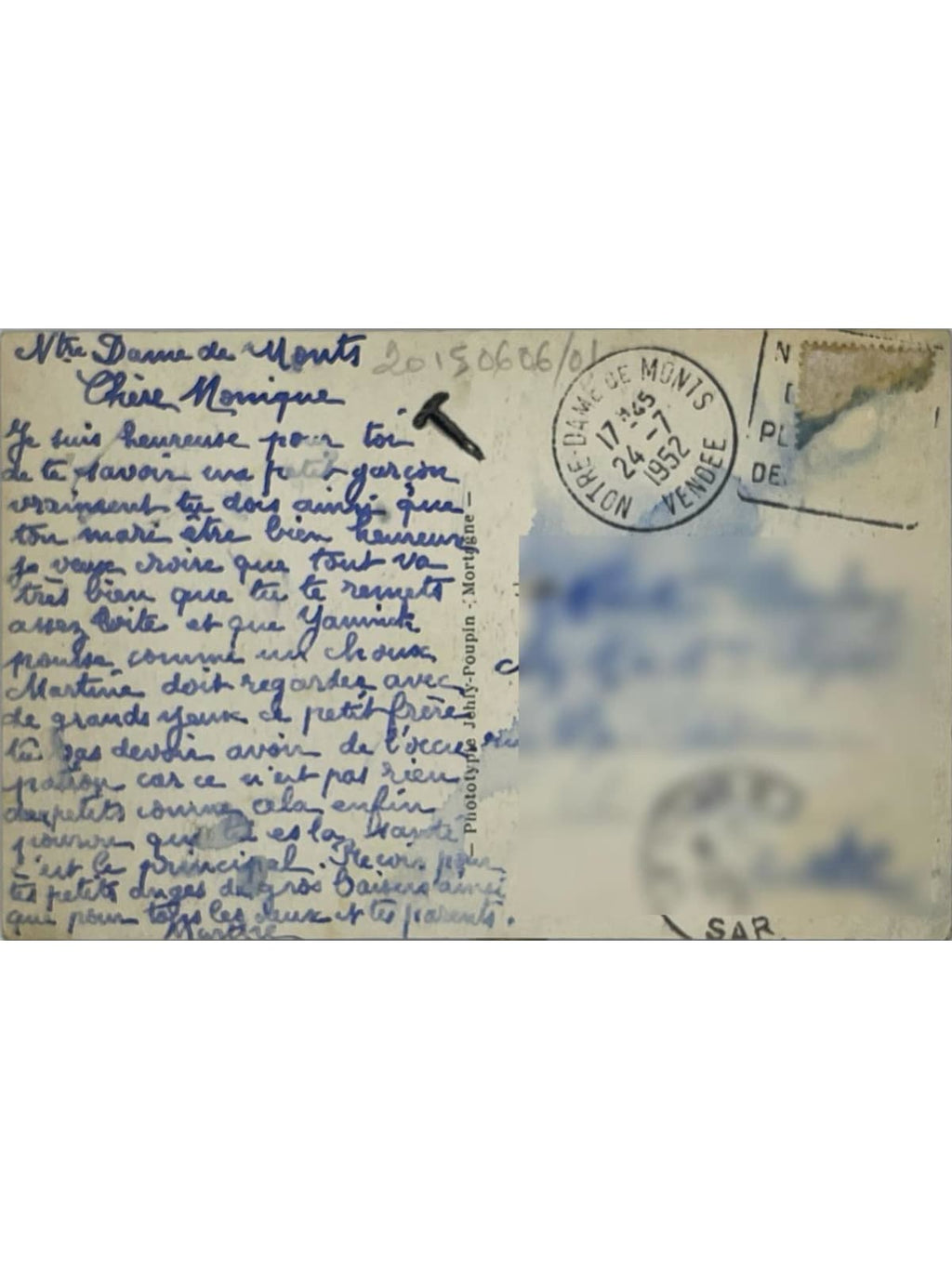 Verso de la carte postale