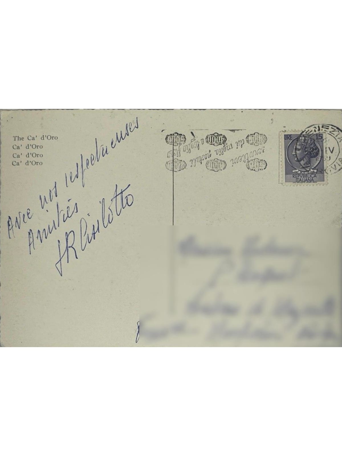 Verso de la carte postale