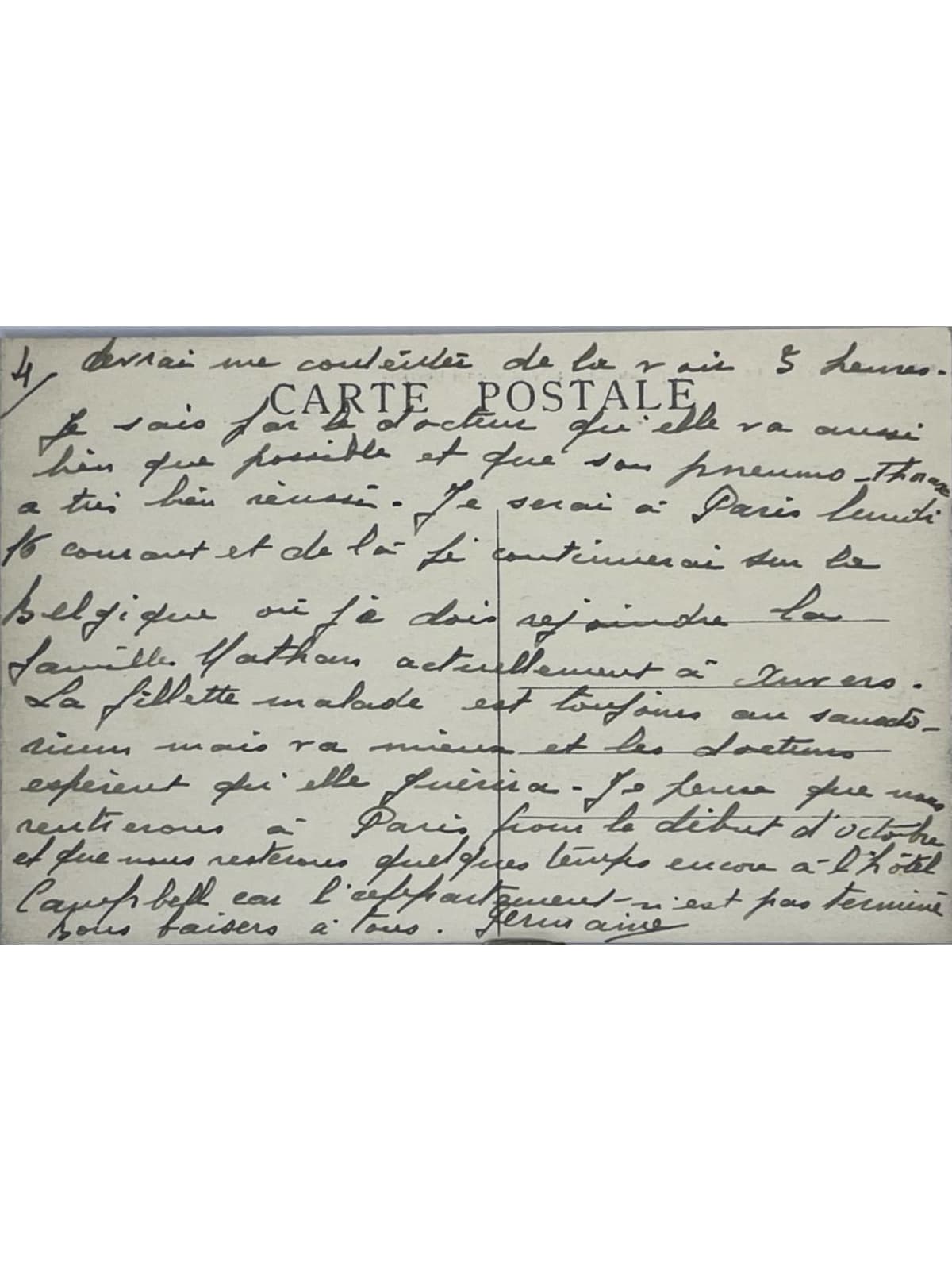 Verso de la carte postale