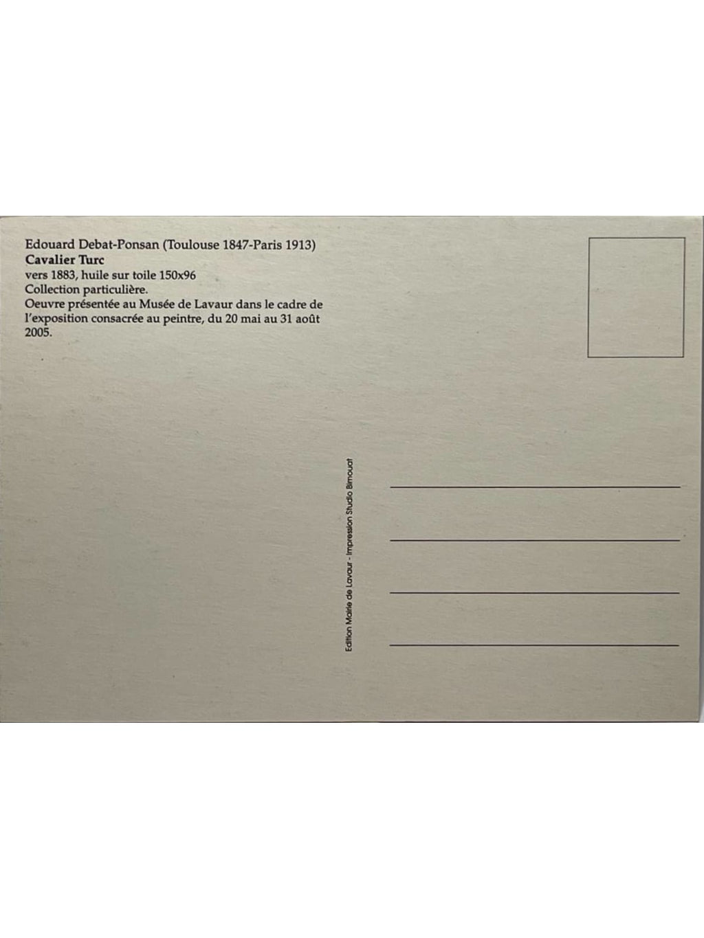 Verso de la carte postale
