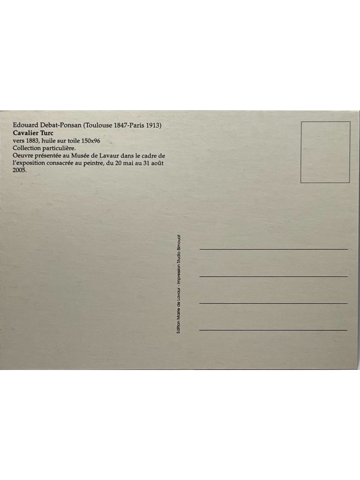 Verso de la carte postale
