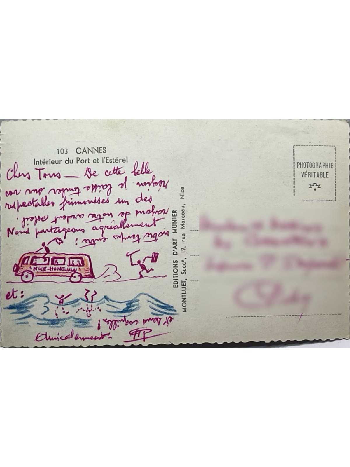 Verso de la carte postale