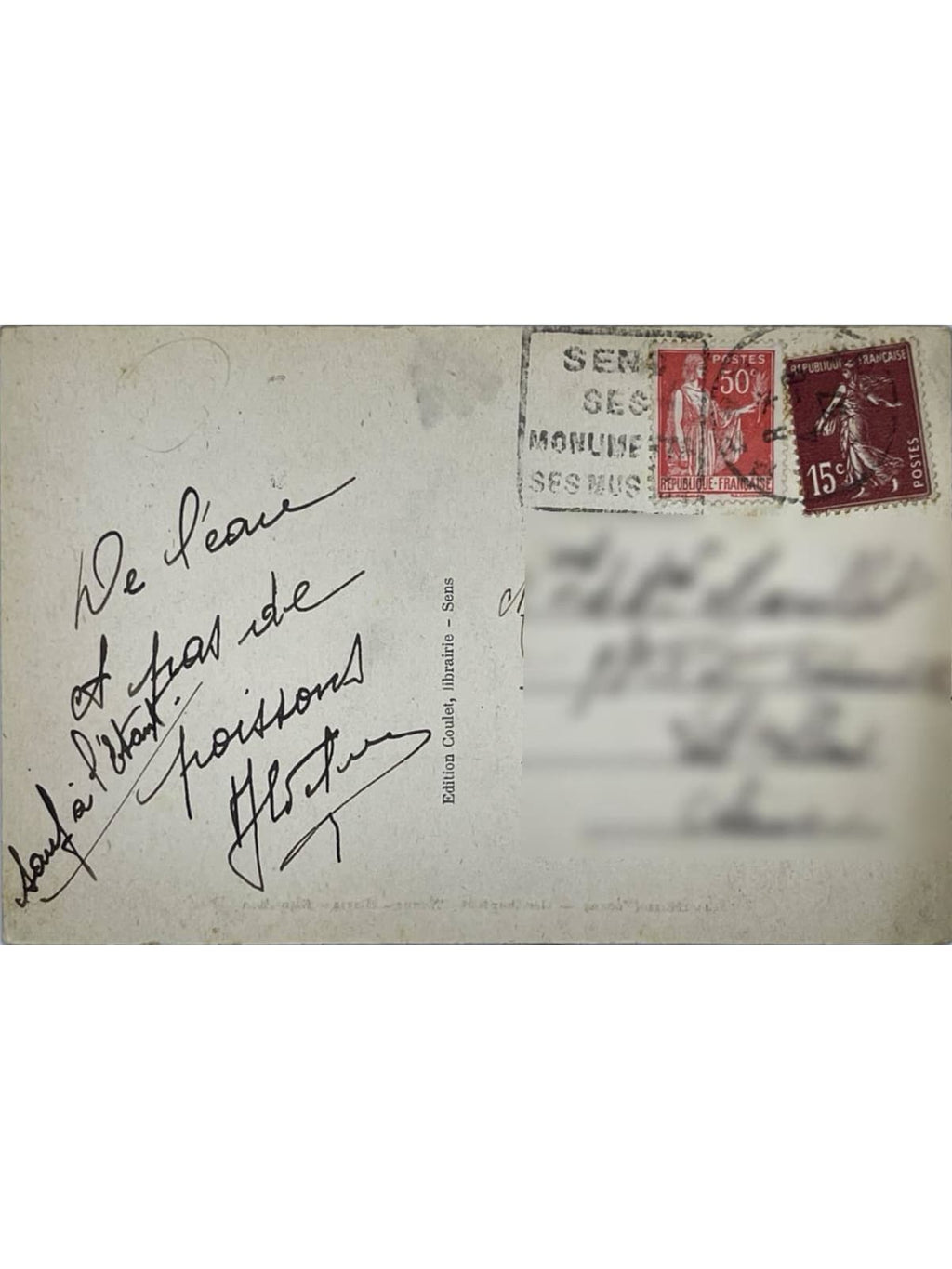 Verso de la carte postale