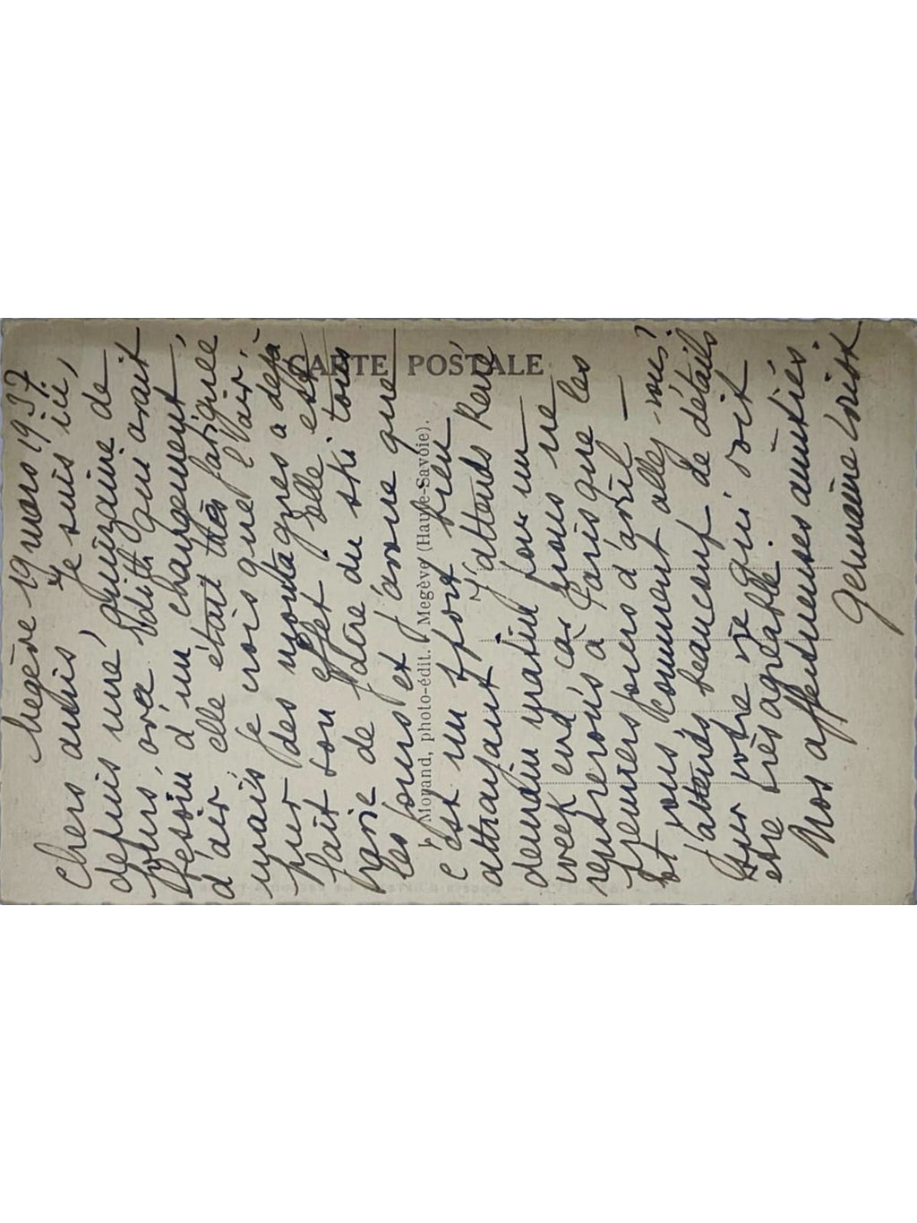 Verso de la carte postale