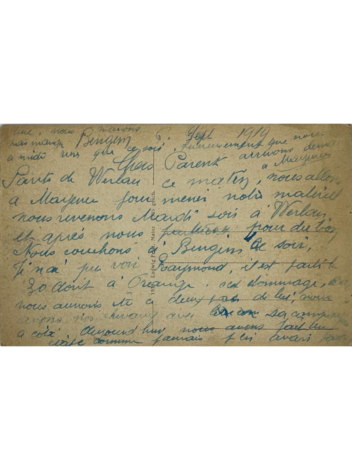 Verso de la carte postale