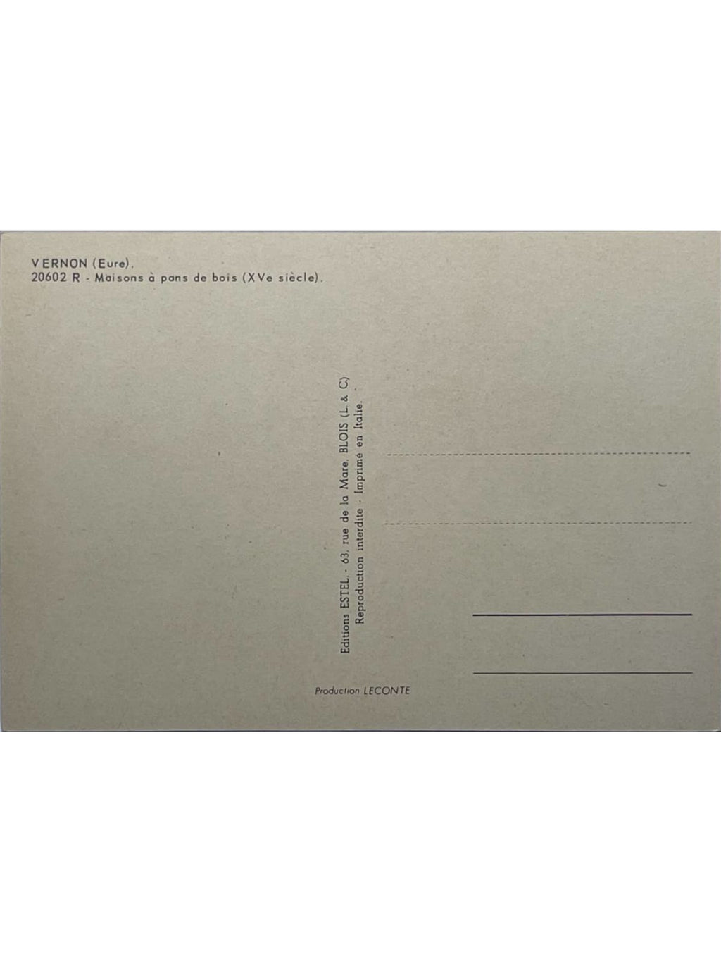 Verso de la carte postale
