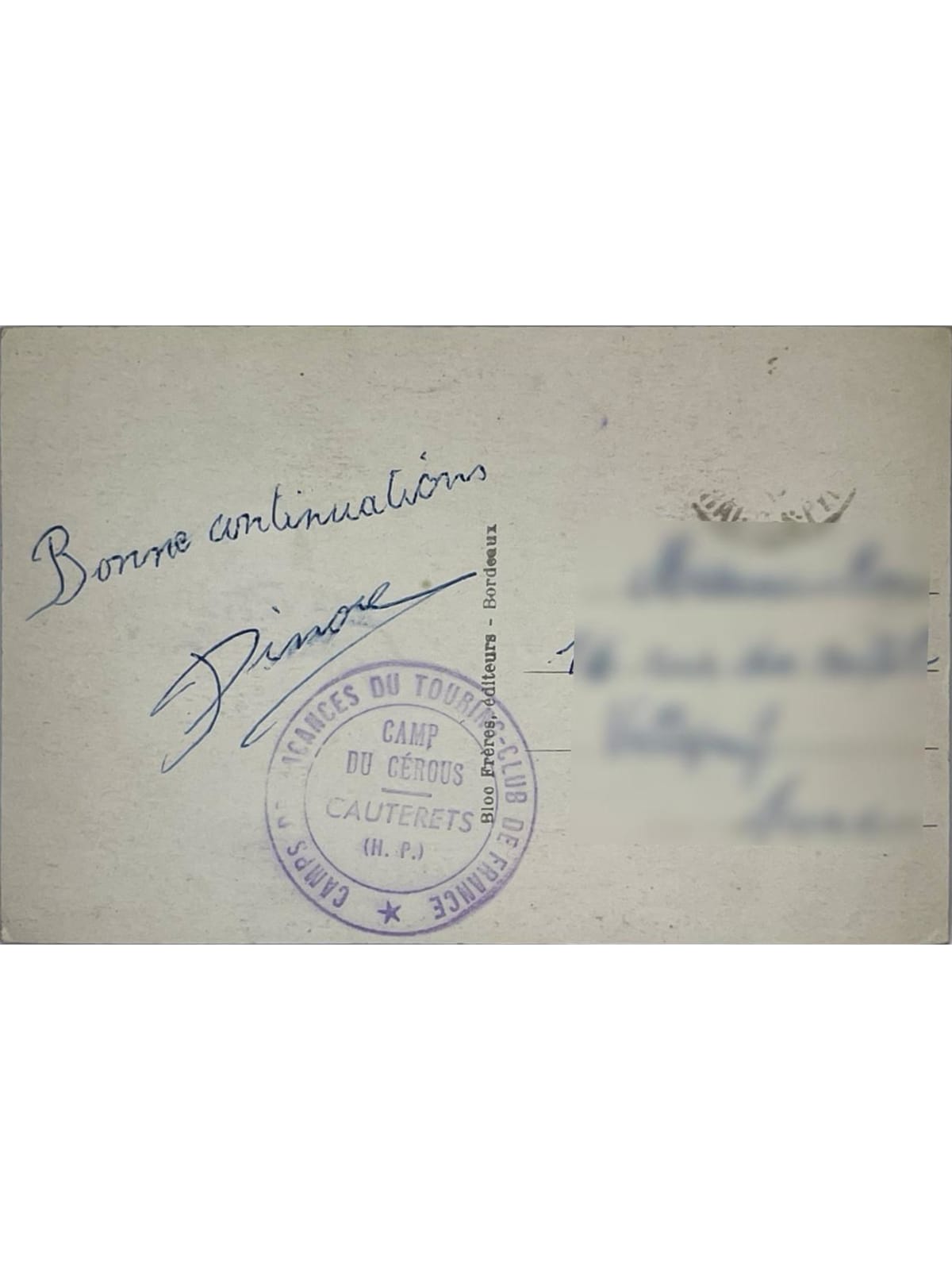 Verso de la carte postale