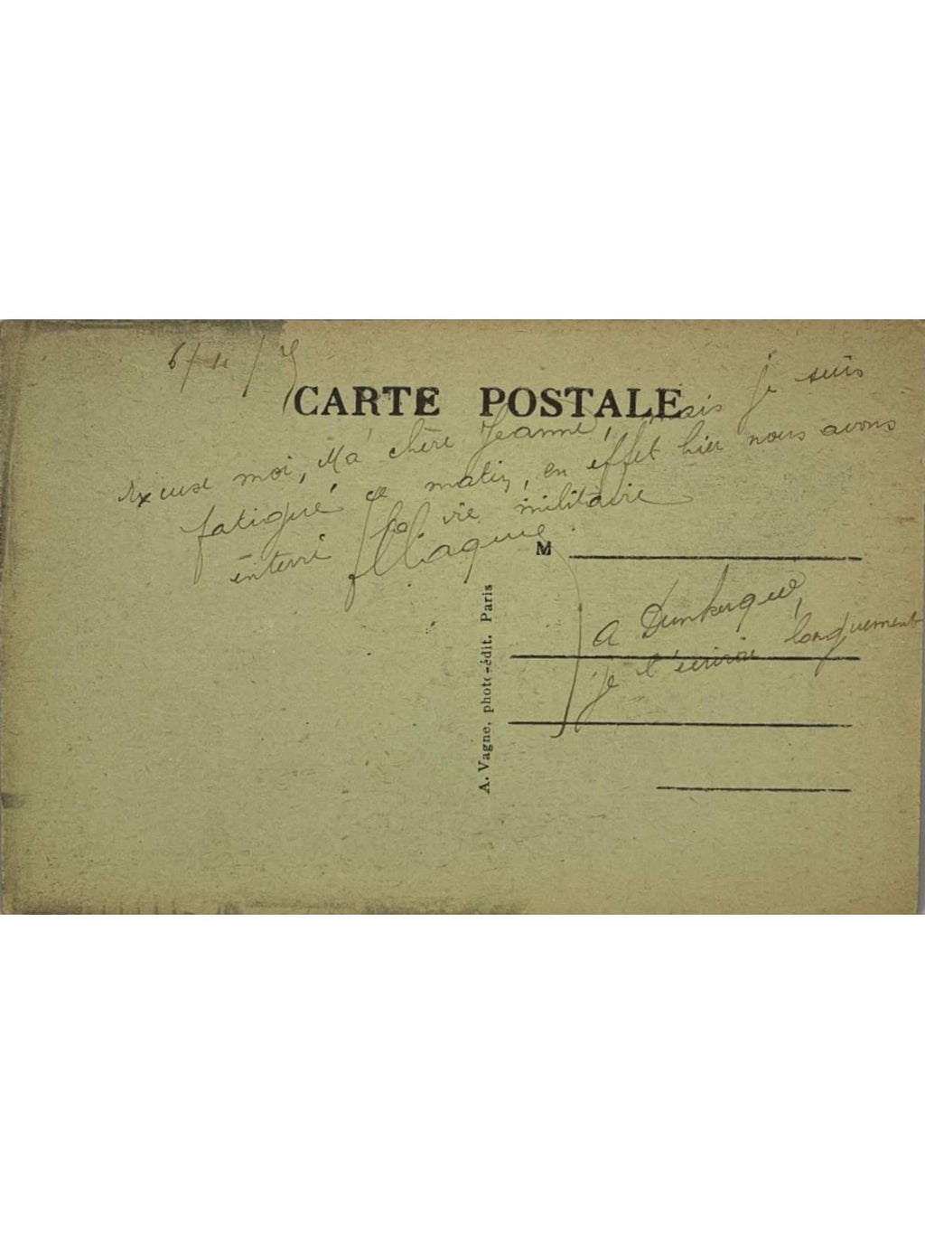 Verso de la carte postale