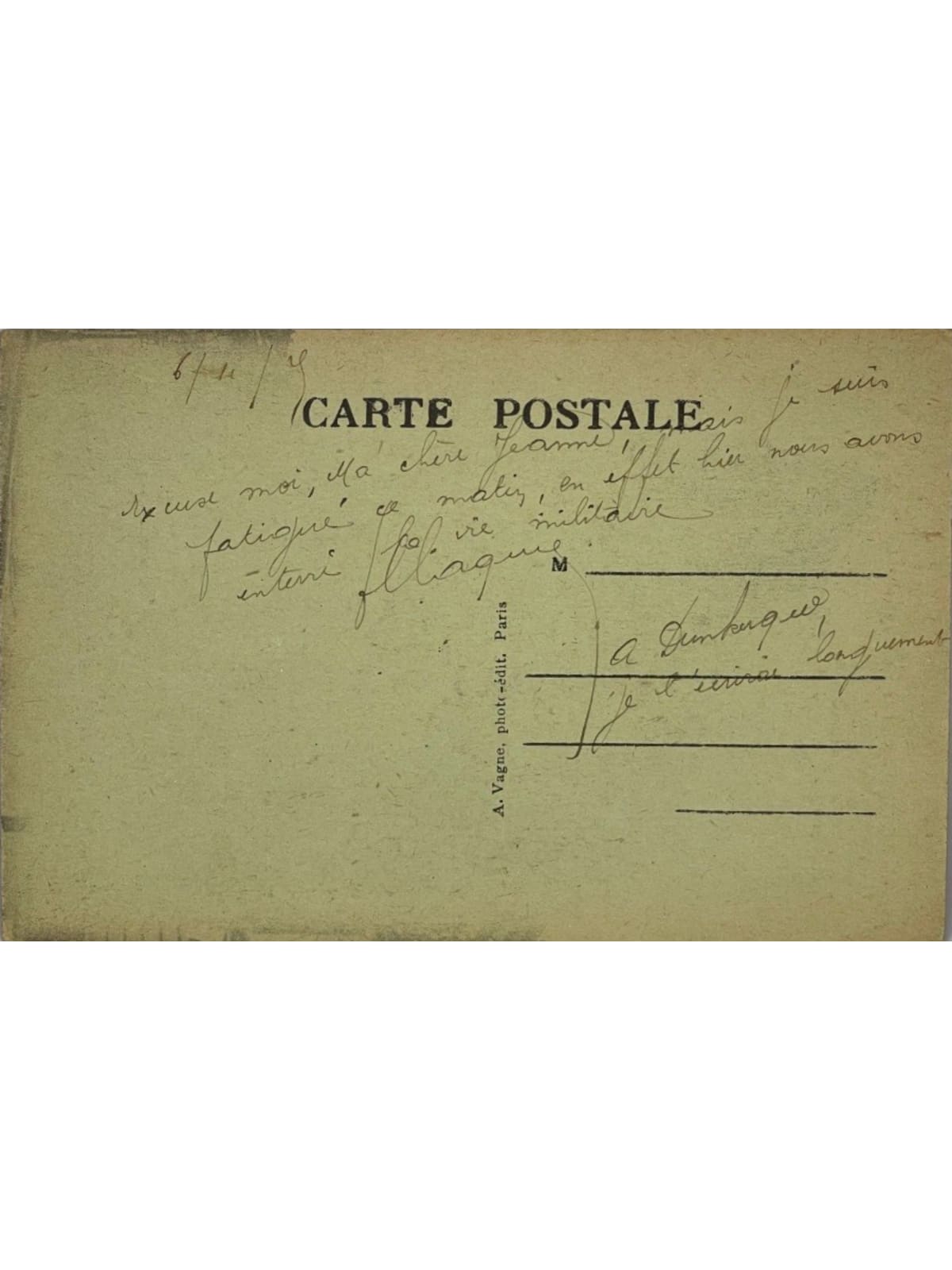 Verso de la carte postale
