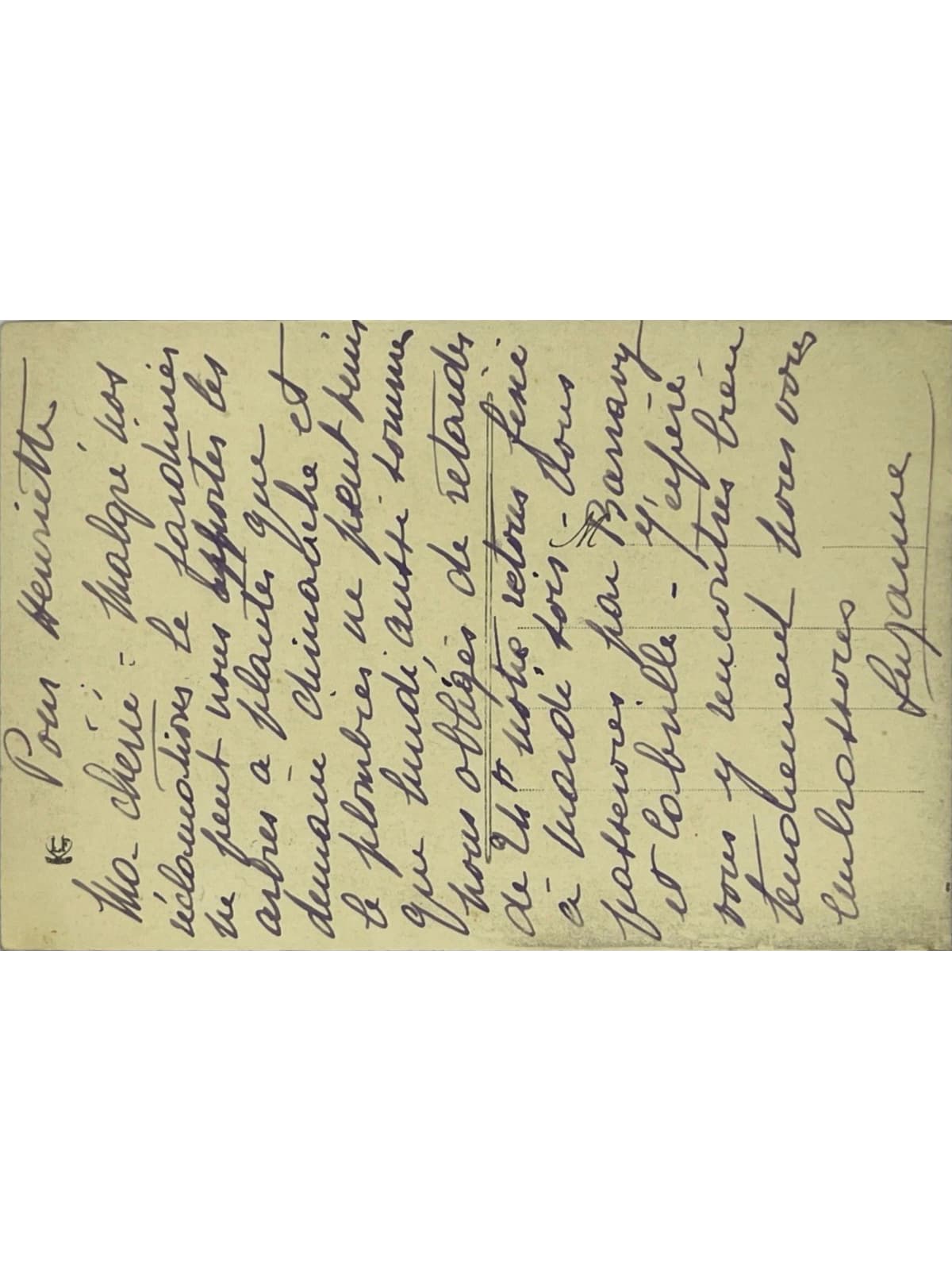 Verso de la carte postale