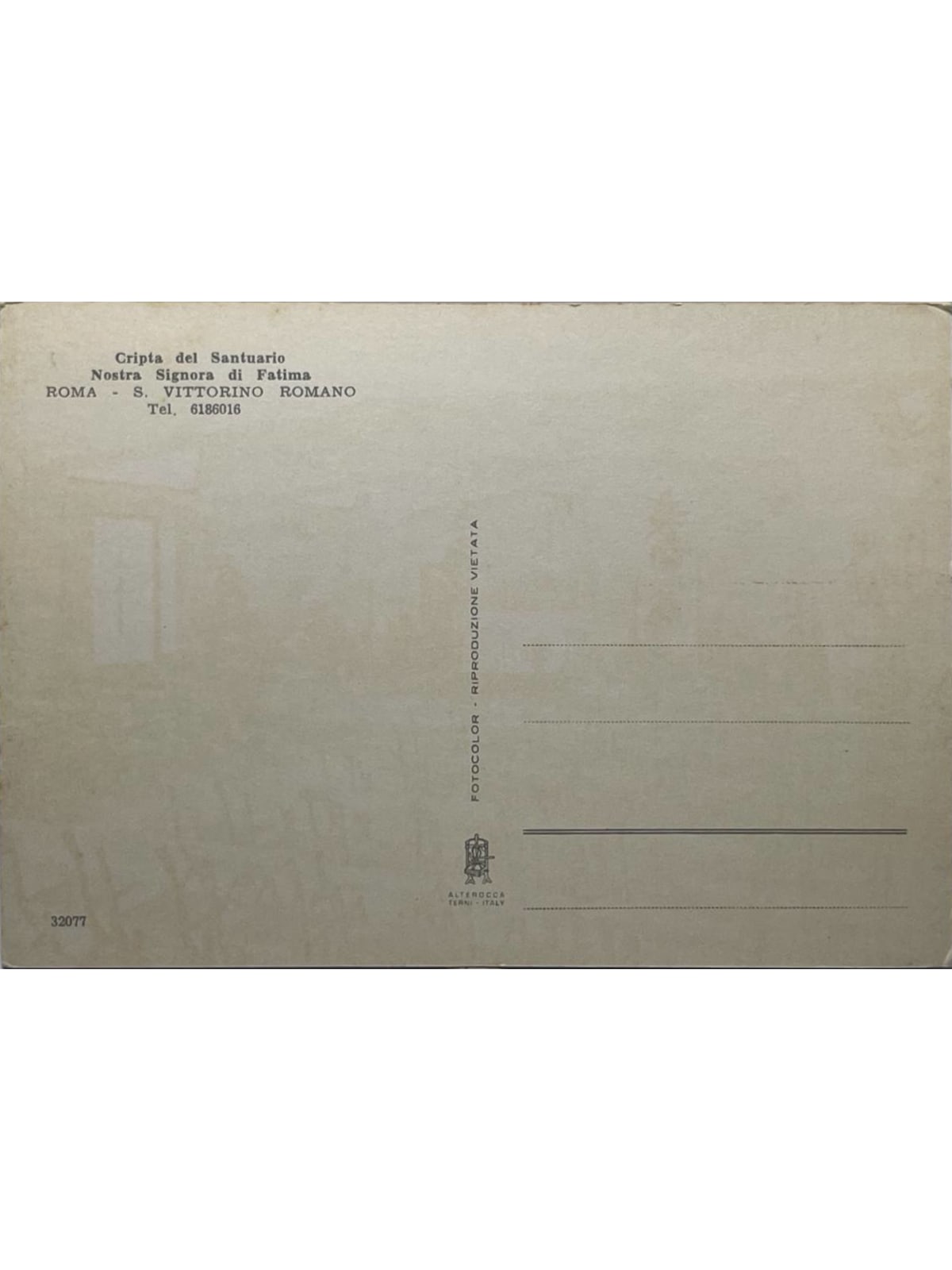 Verso de la carte postale