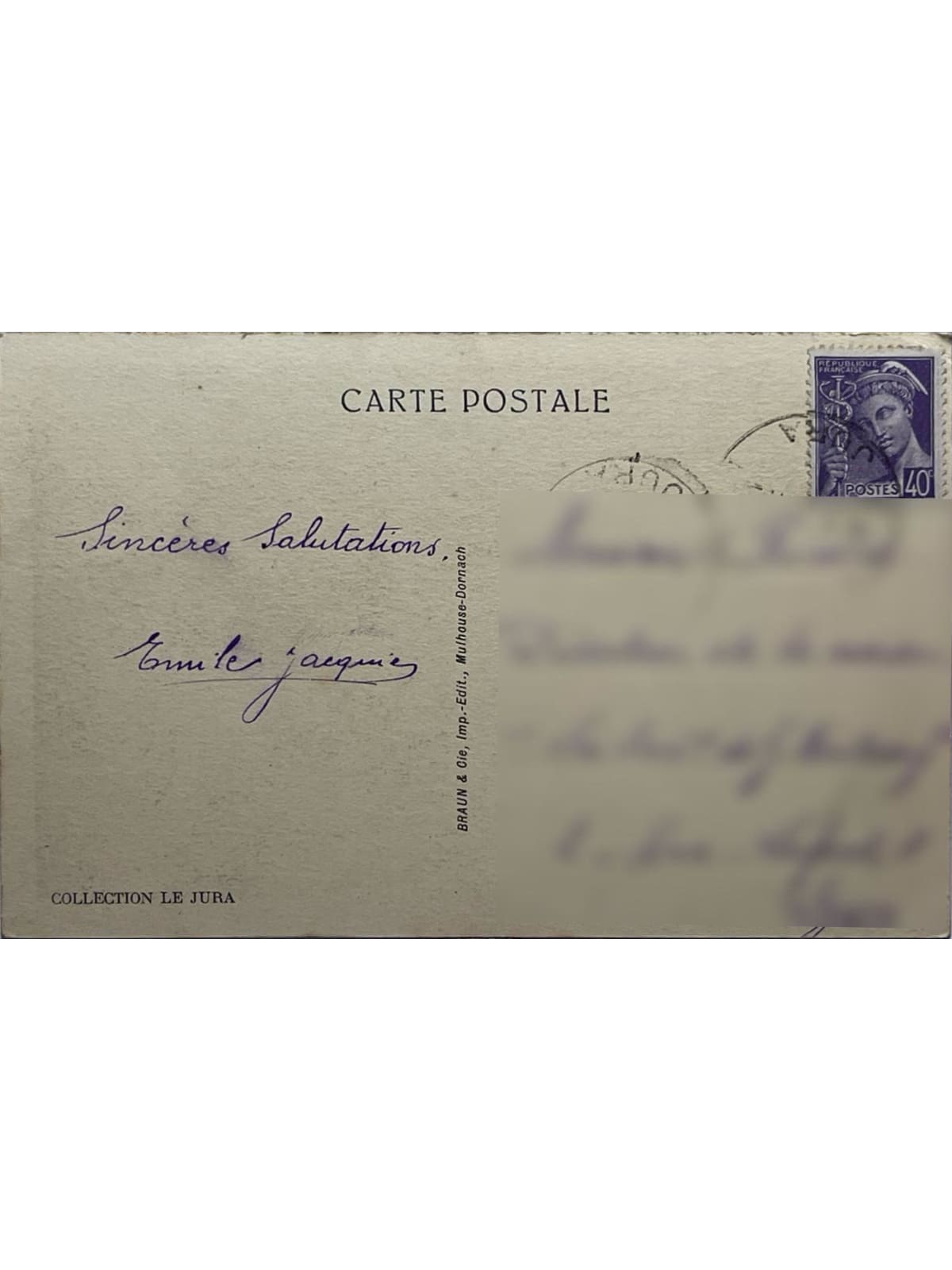 Verso de la carte postale