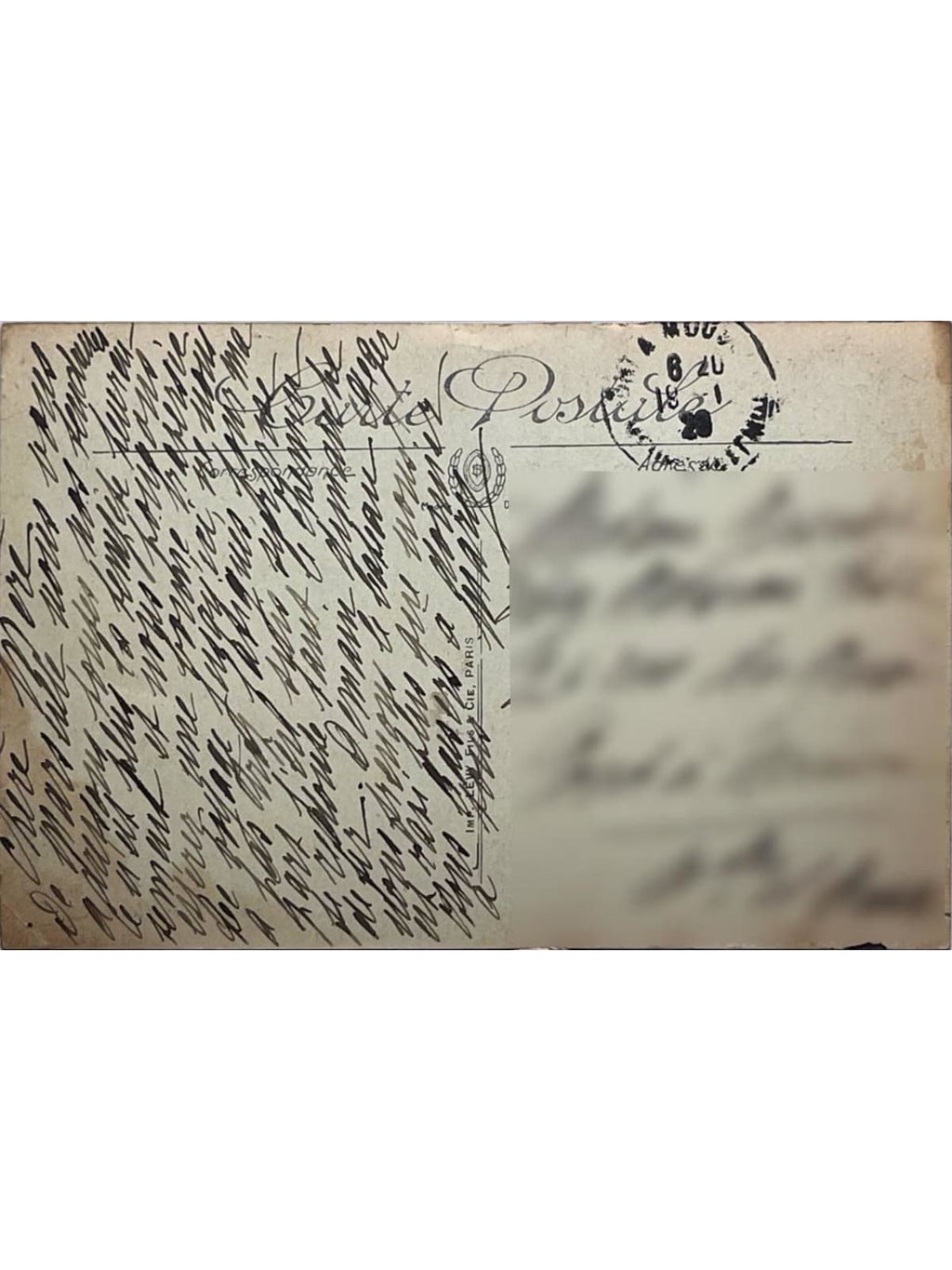 Verso de la carte postale