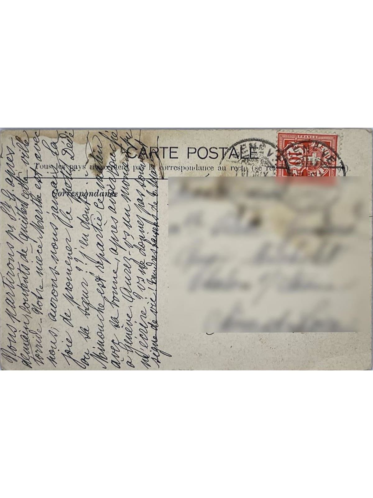 Verso de la carte postale