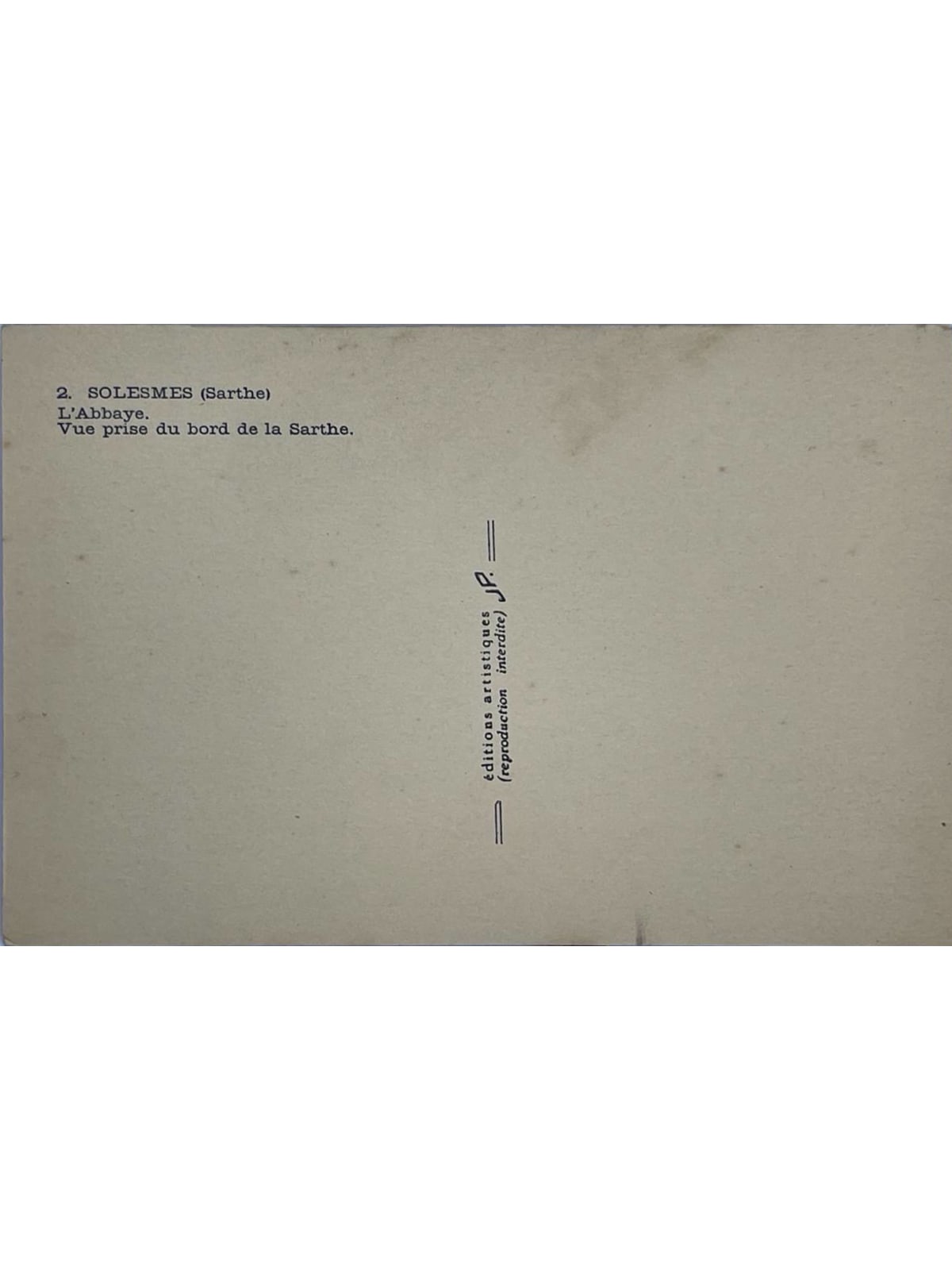Verso de la carte postale
