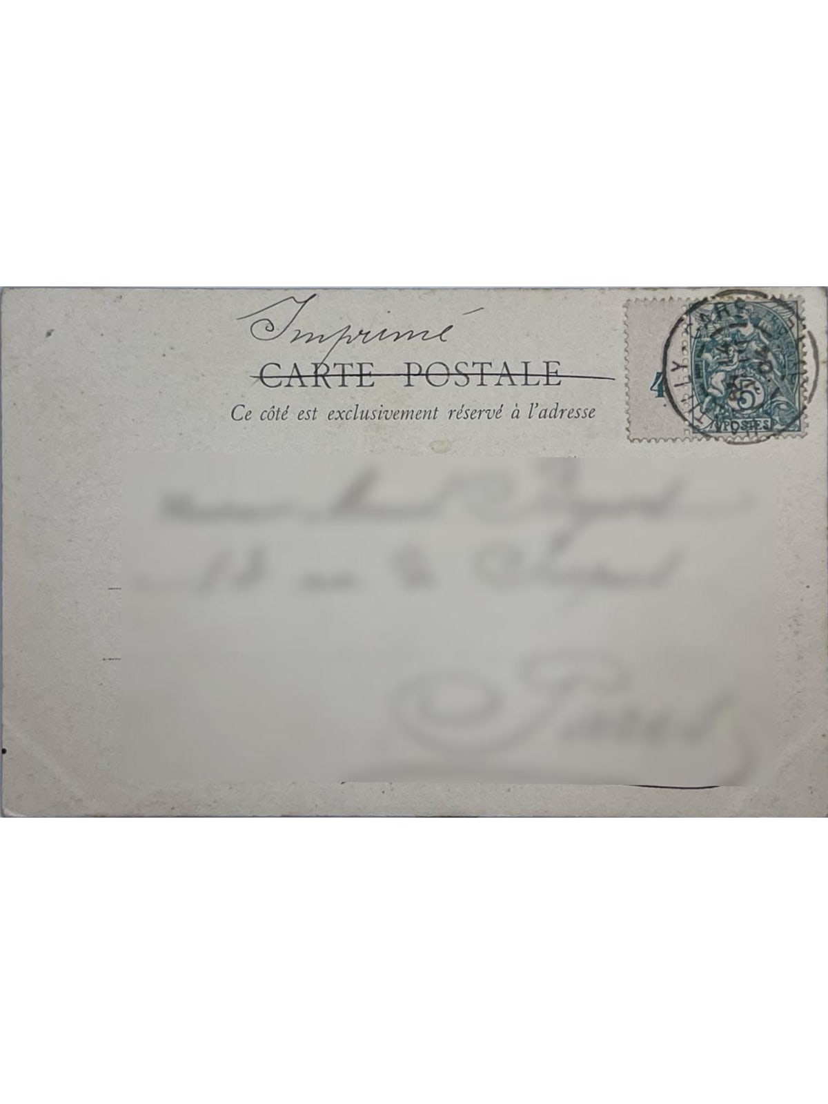 Verso de la carte postale