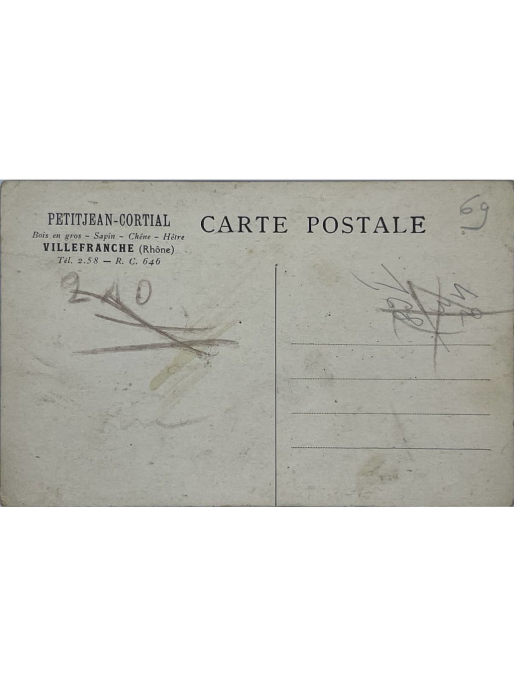 Verso de la carte postale
