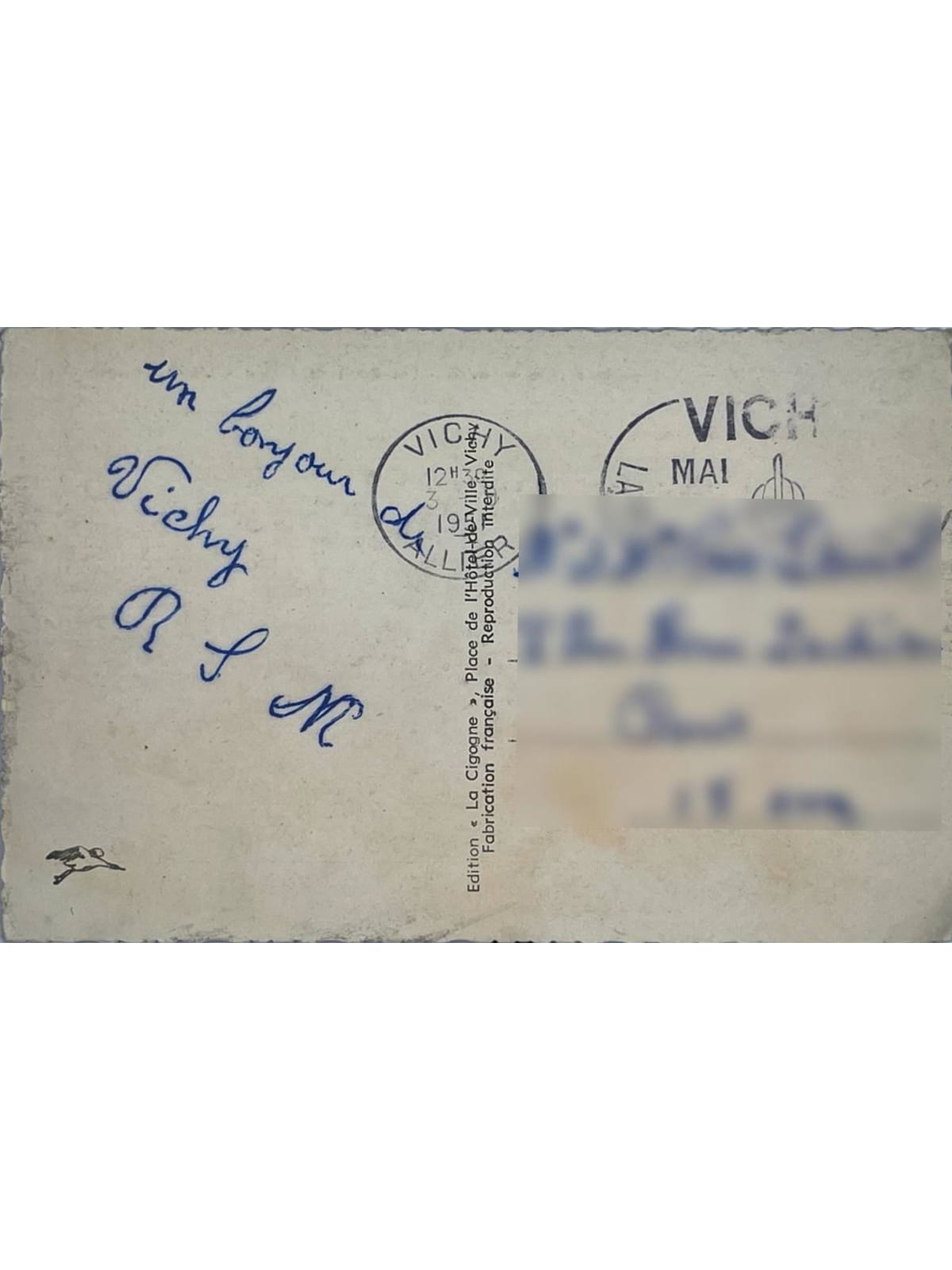 Verso de la carte postale