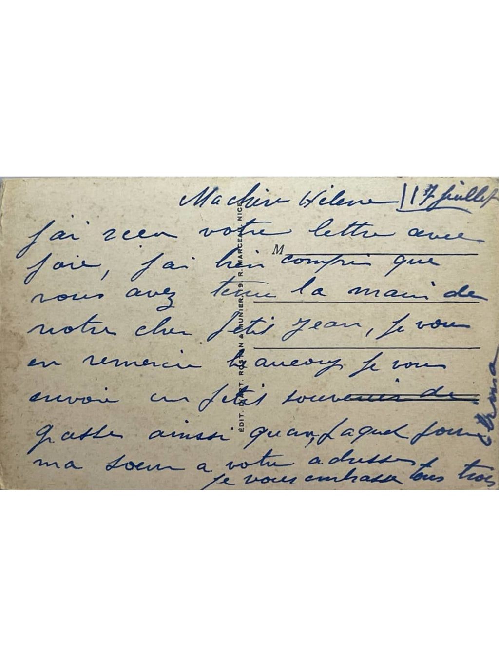 Verso de la carte postale