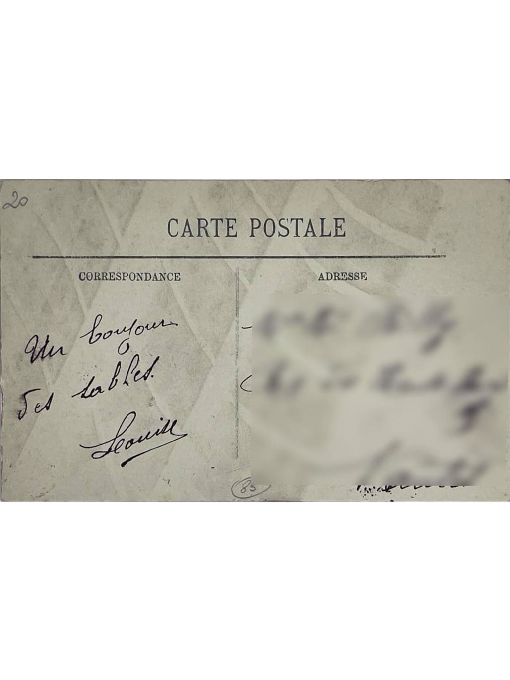 Verso de la carte postale