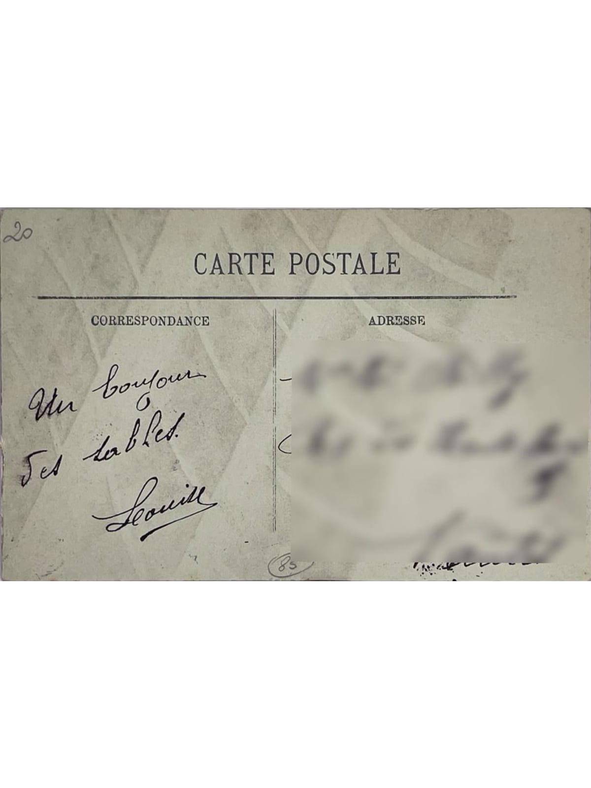 Verso de la carte postale