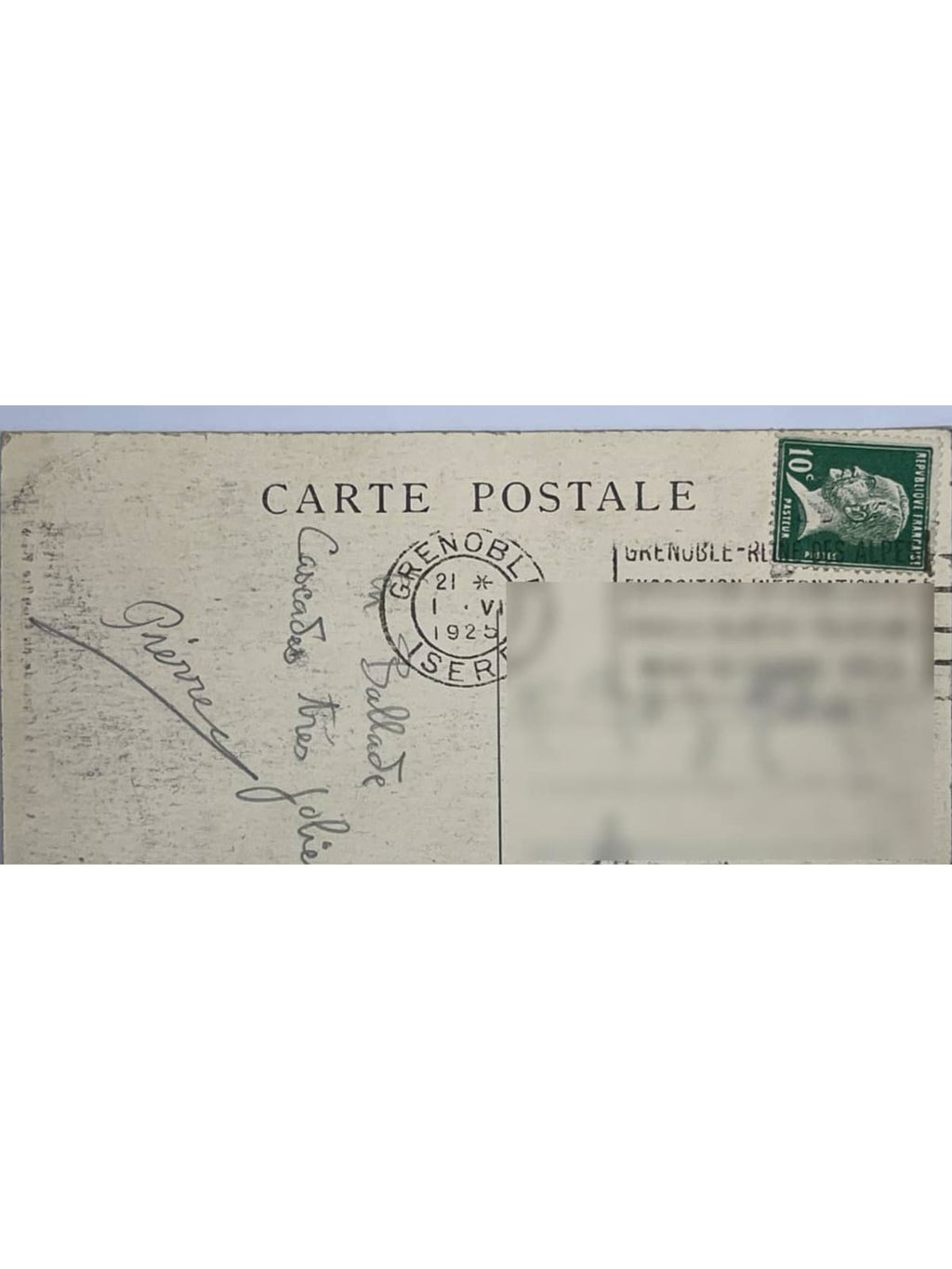 Verso de la carte postale