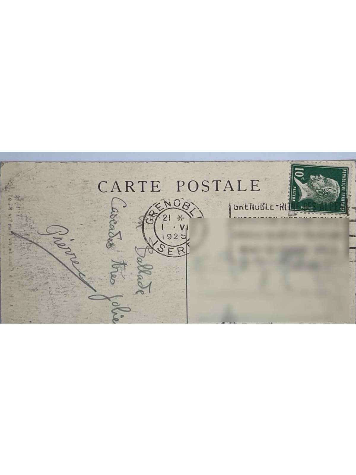 Verso de la carte postale