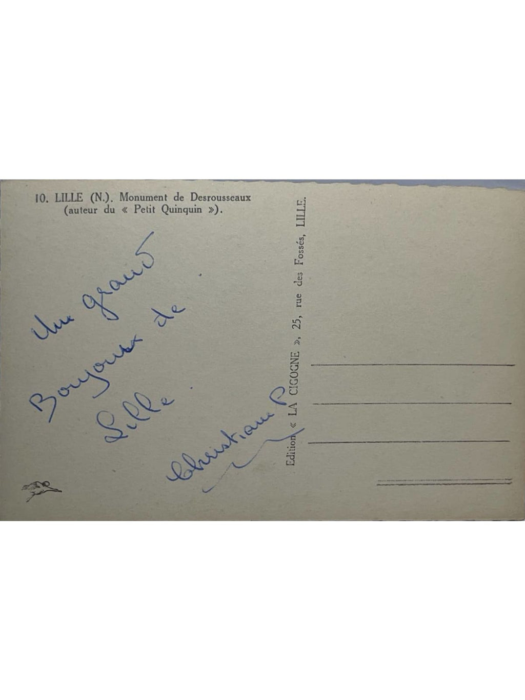 Verso de la carte postale