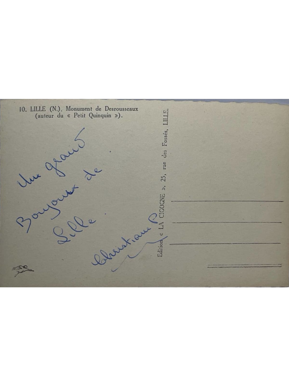 Verso de la carte postale