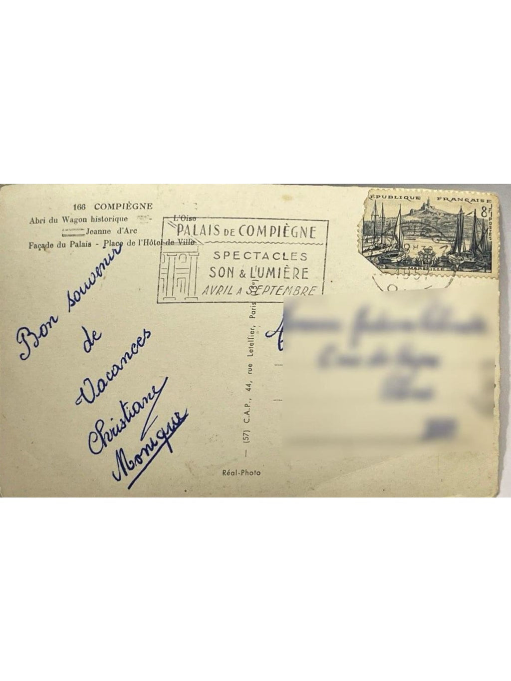 Verso de la carte postale
