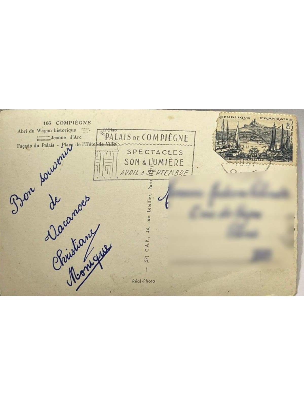 Verso de la carte postale