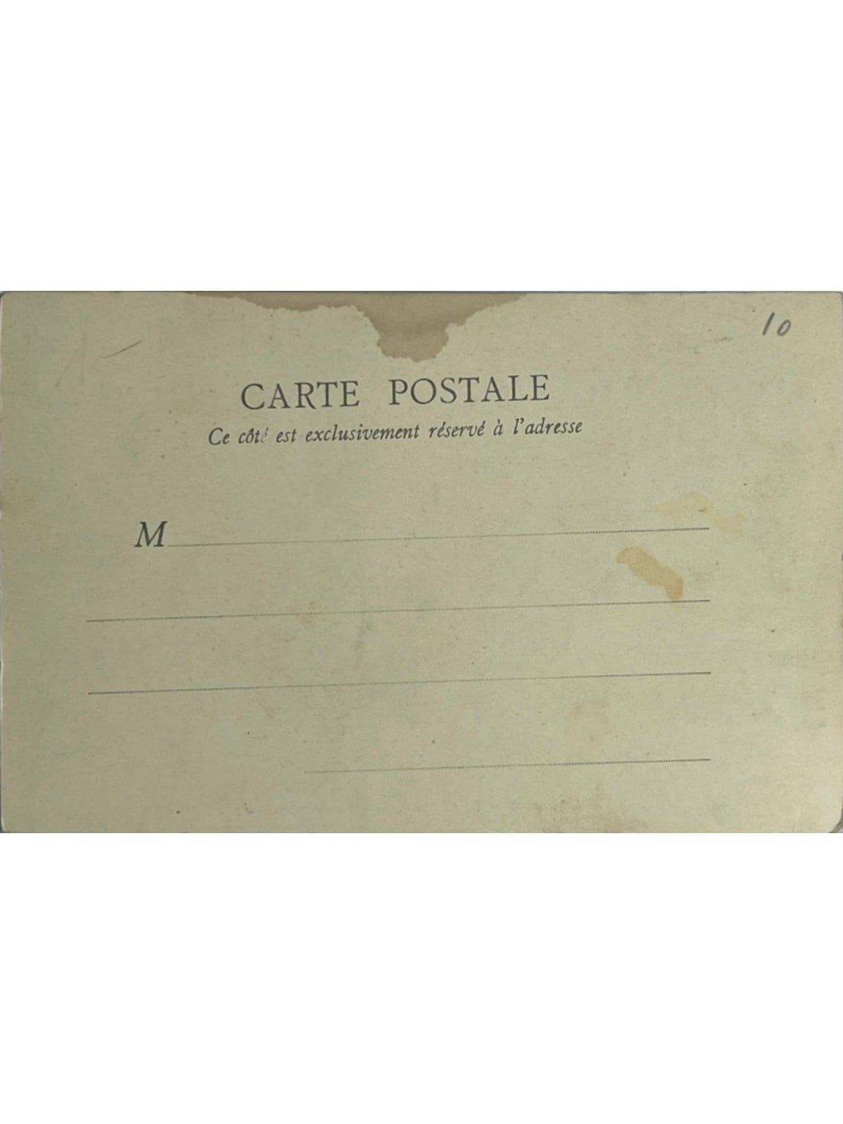 Verso de la carte postale