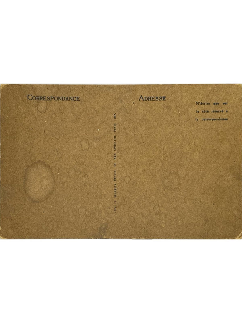 Verso de la carte postale