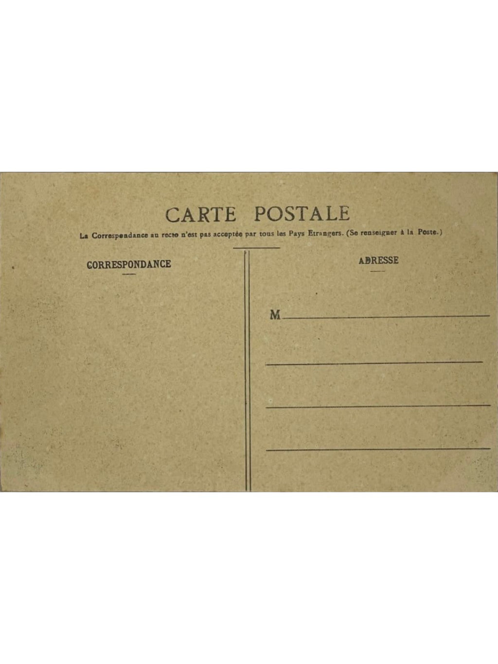 Verso de la carte postale