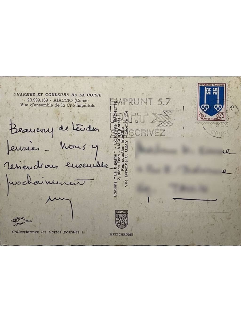 Verso de la carte postale