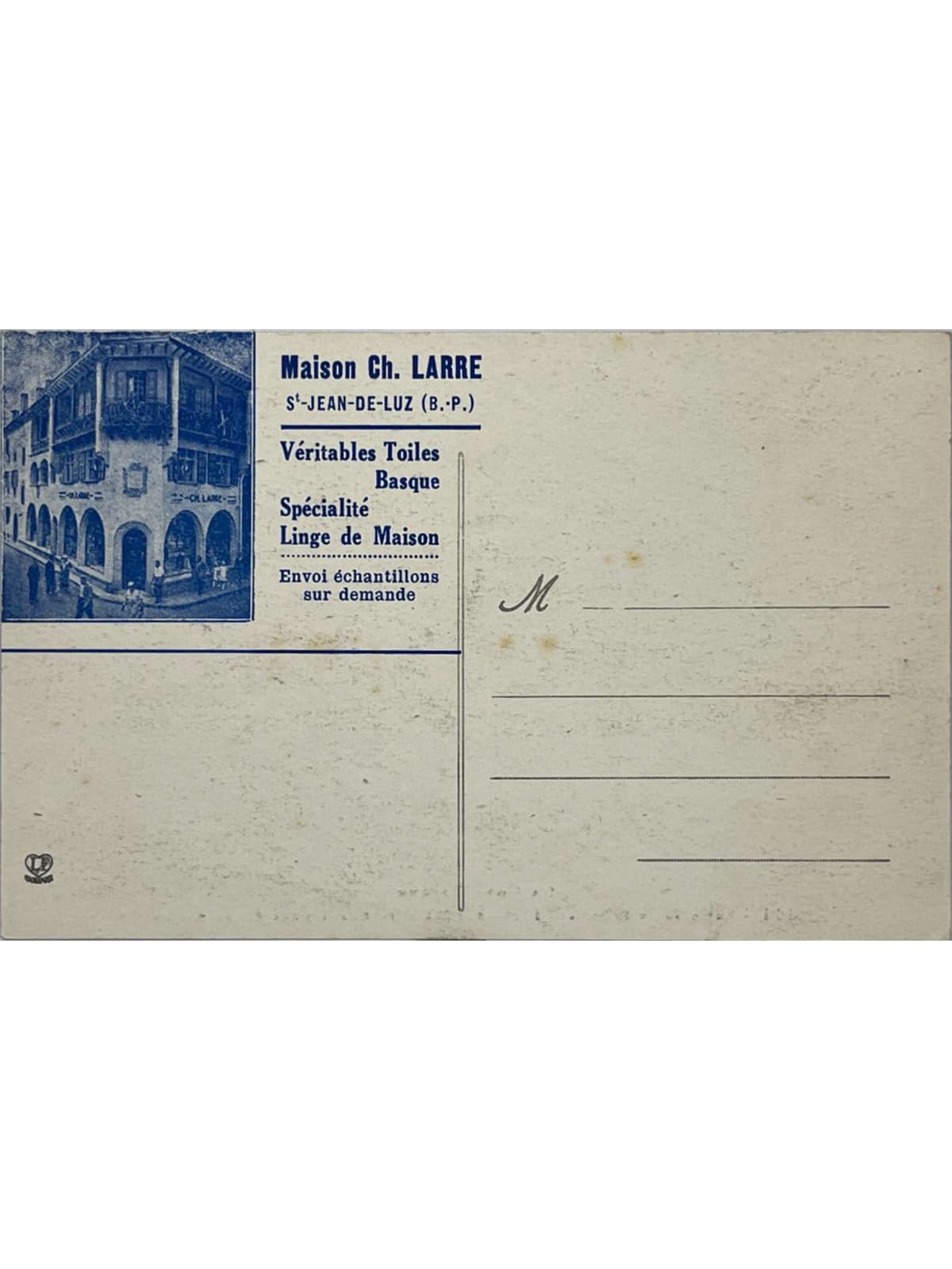 Verso de la carte postale