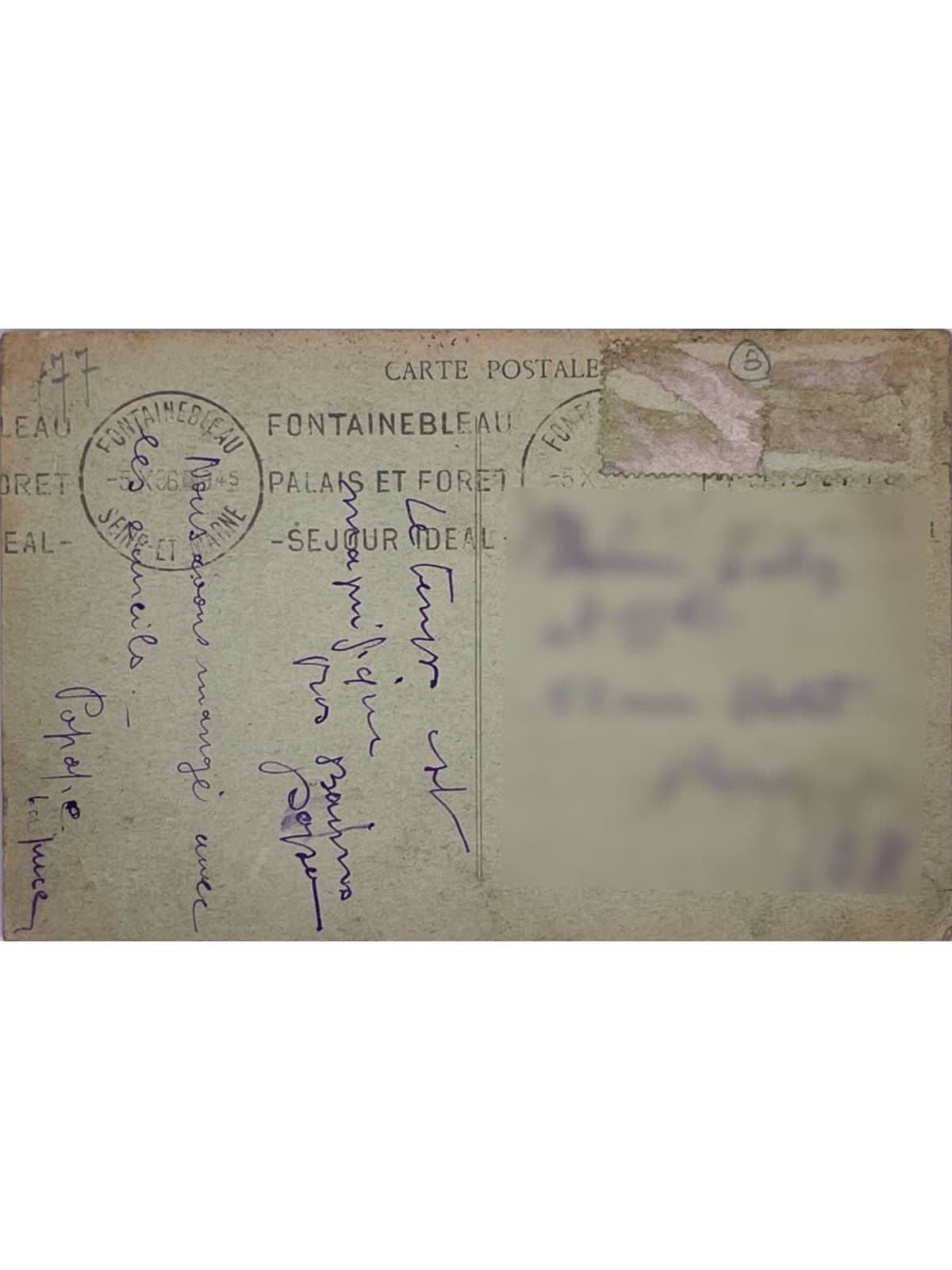 Verso de la carte postale