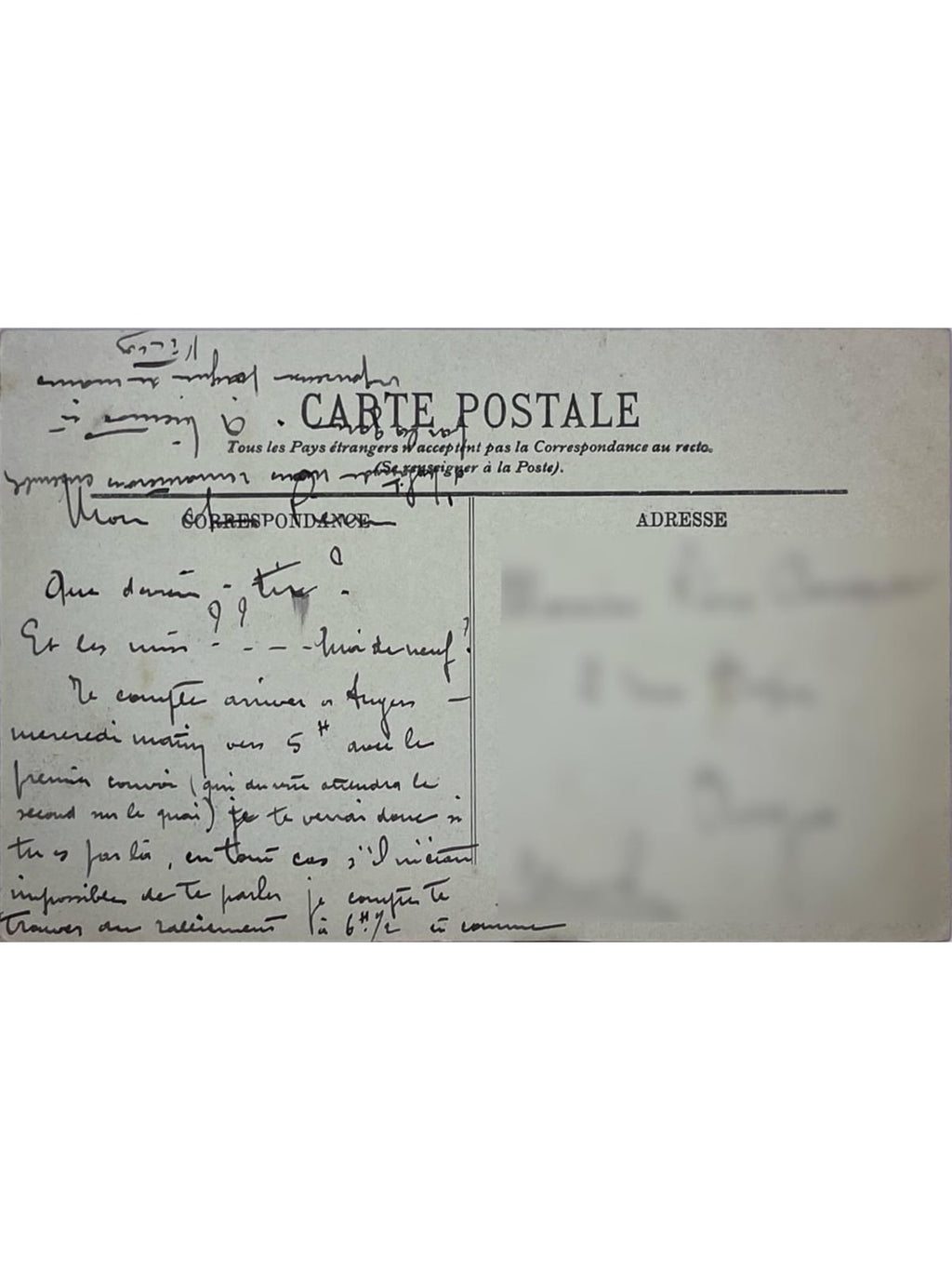 Verso de la carte postale