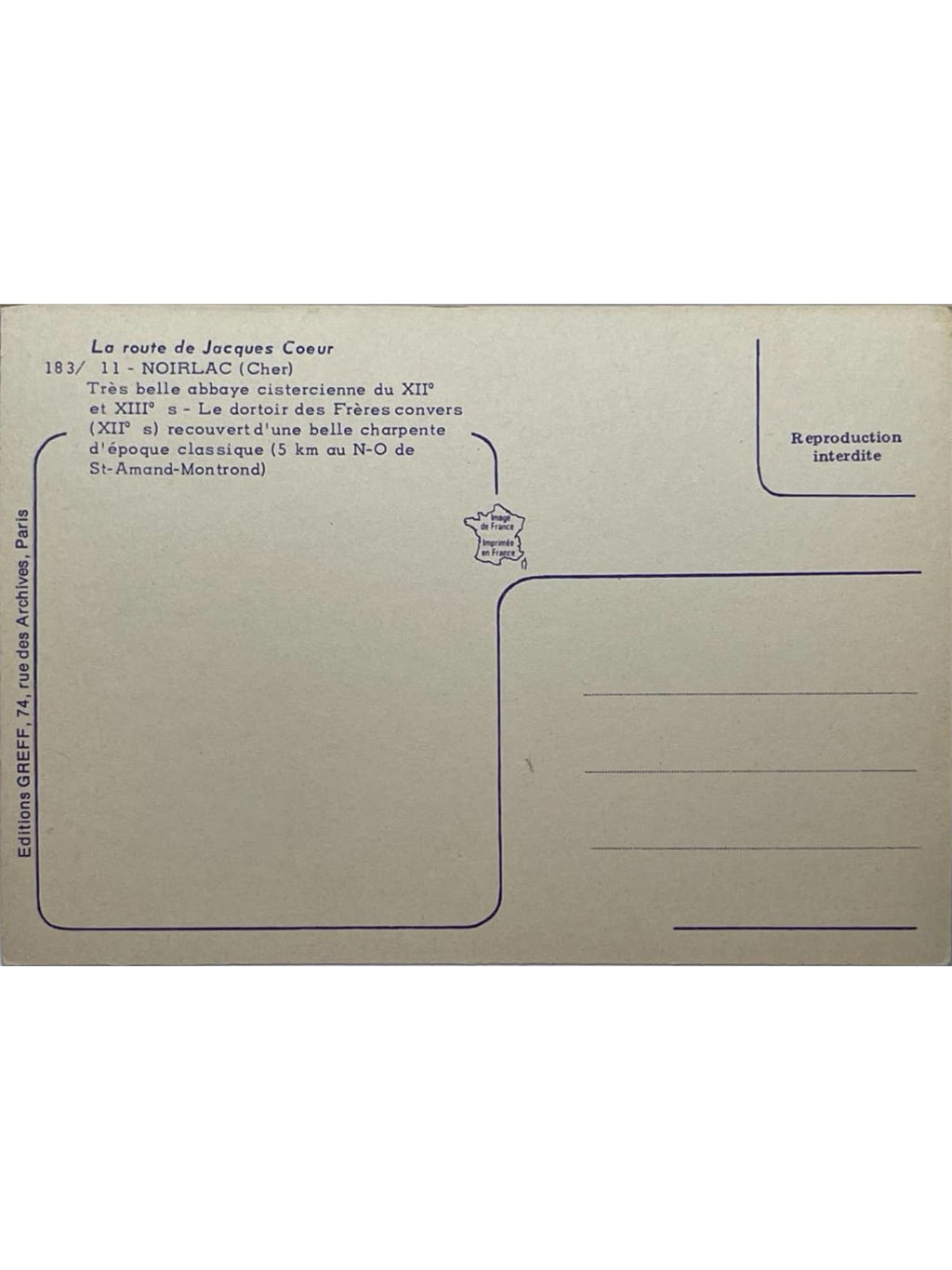 Verso de la carte postale